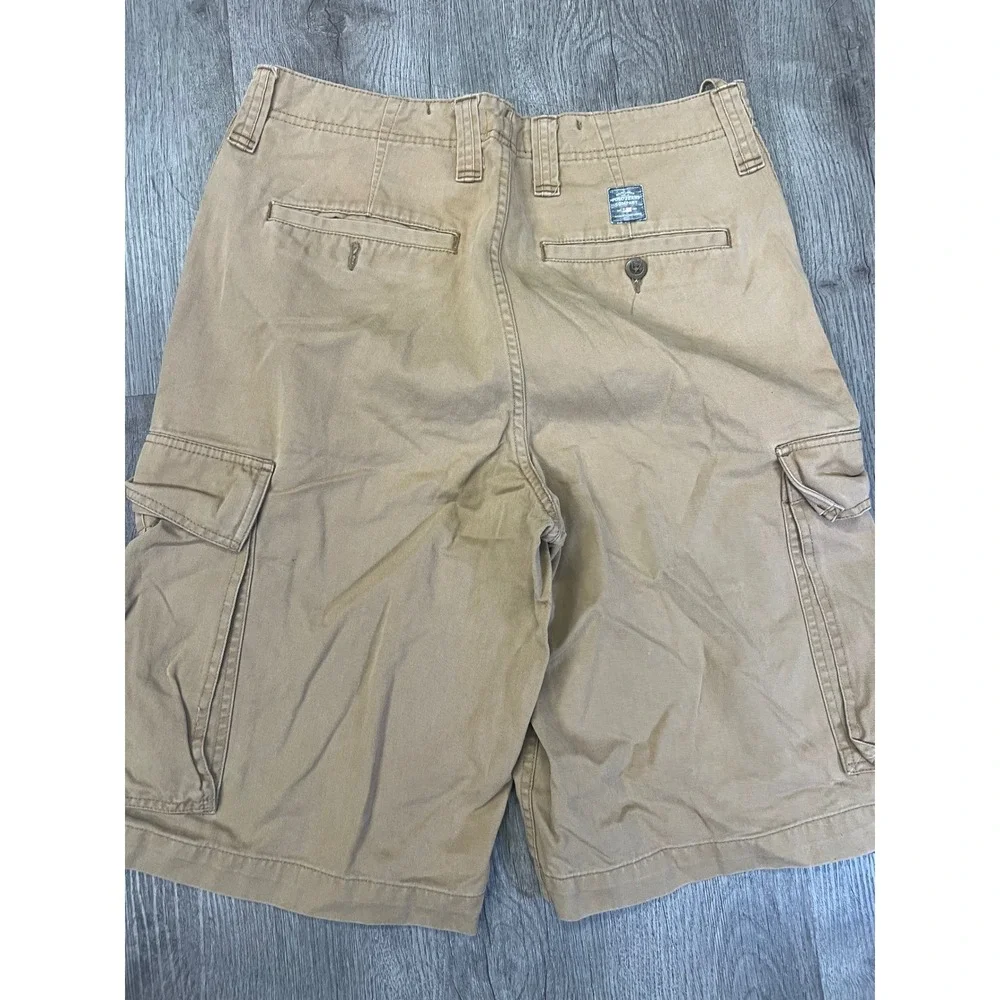 Polo Jeans Co Ralph Lauren Mens Khaki Tan‎ Cotton Twill Cargo Shorts Size 32